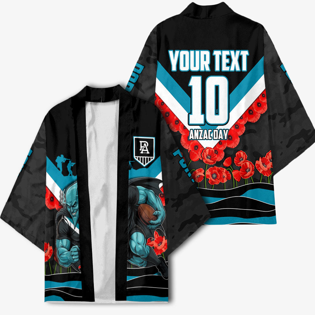 Personalised Port Adelaide Power ANZAC Kimono Military Remembrance Australian Football Mascot Camouflage