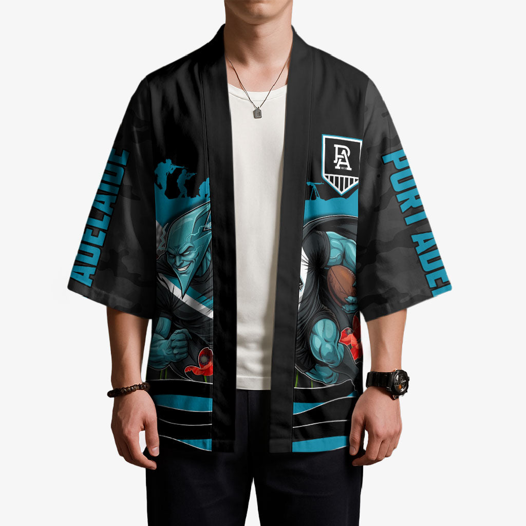 Personalised Port Adelaide Power ANZAC Kimono Military Remembrance Australian Football Mascot Camouflage