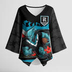 Personalised Port Adelaide Power ANZAC Kimono Sleeve Blouse Military Remembrance Australian Football Mascot Camouflage
