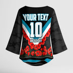 Personalised Port Adelaide Power ANZAC Kimono Sleeve Blouse Military Remembrance Australian Football Mascot Camouflage