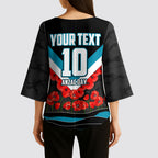Personalised Port Adelaide Power ANZAC Kimono Sleeve Blouse Military Remembrance Australian Football Mascot Camouflage