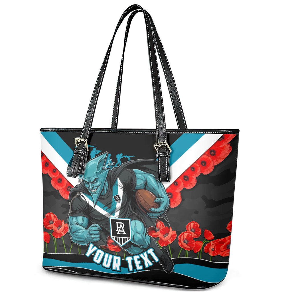 Personalised Port Adelaide Power ANZAC Leather Tote Bag Military Remembrance Australian Football Mascot Camouflage