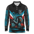 Personalised Port Adelaide Power ANZAC Long Sleeve Polo Shirt Military Remembrance Australian Football Mascot Camouflage