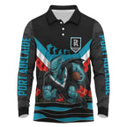Personalised Port Adelaide Power ANZAC Long Sleeve Polo Shirt Military Remembrance Australian Football Mascot Camouflage