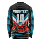 Personalised Port Adelaide Power ANZAC Long Sleeve Shirt Military Remembrance Australian Football Mascot Camouflage