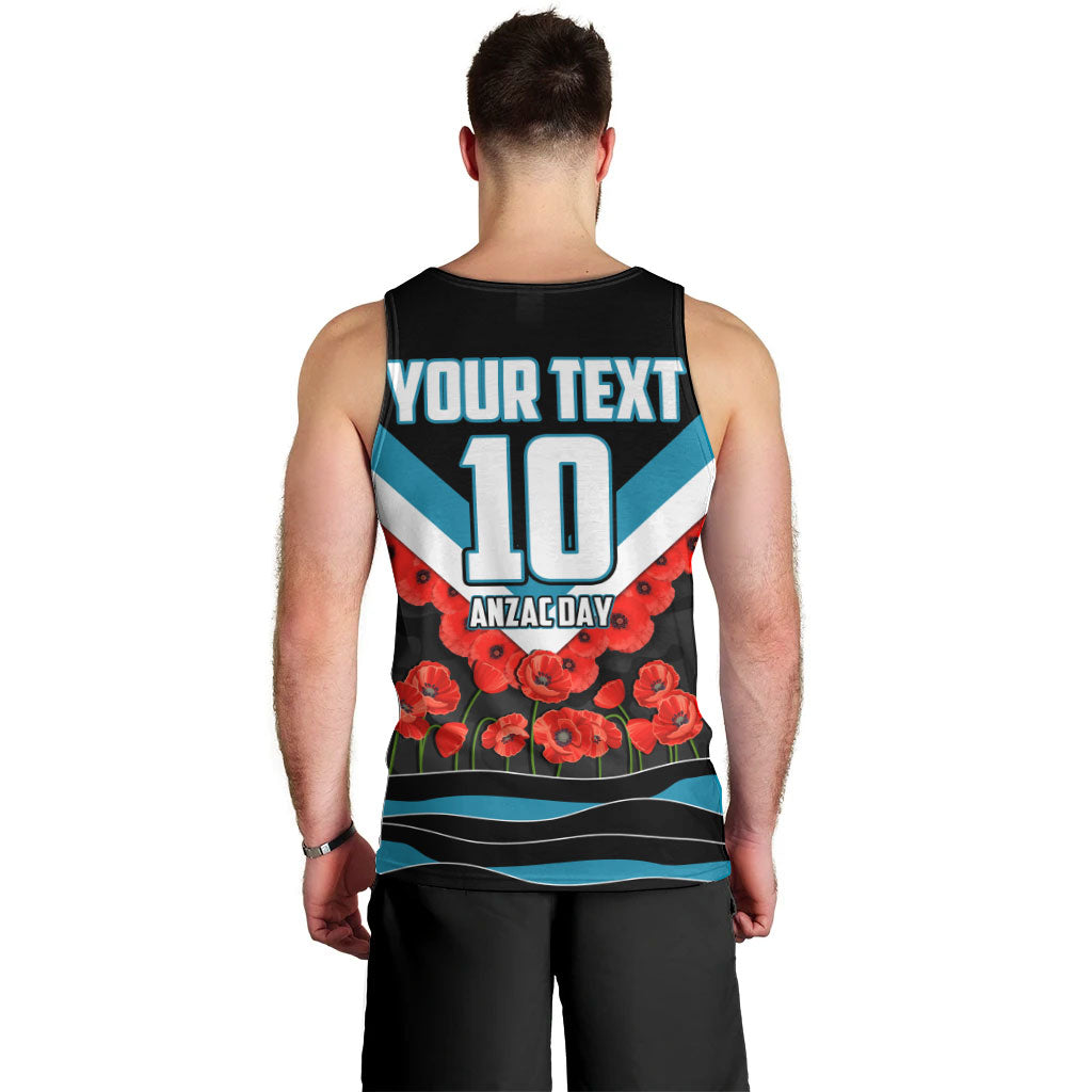 Personalised Port Adelaide Power ANZAC Men Tank Top Military Remembrance Australian Football Mascot Camouflage
