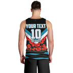 Personalised Port Adelaide Power ANZAC Men Tank Top Military Remembrance Australian Football Mascot Camouflage