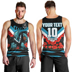 Personalised Port Adelaide Power ANZAC Men Tank Top Military Remembrance Australian Football Mascot Camouflage