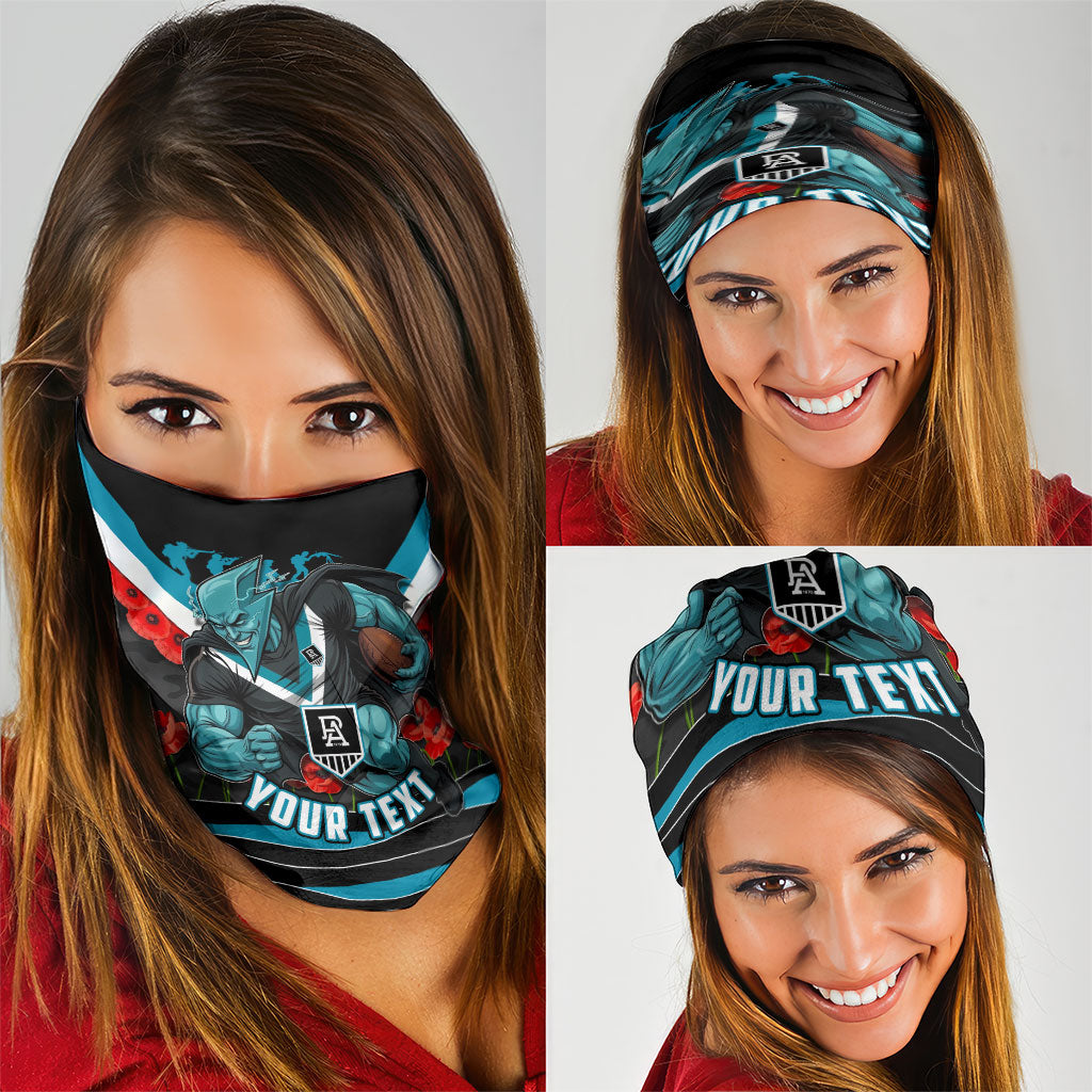 Personalised Port Adelaide Power ANZAC Neck Gaiter Military Remembrance Australian Football Mascot Camouflage