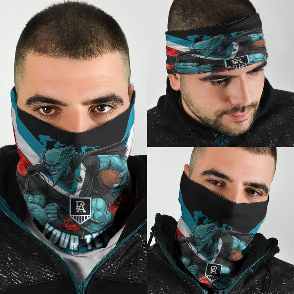 Personalised Port Adelaide Power ANZAC Neck Gaiter Military Remembrance Australian Football Mascot Camouflage