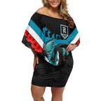 Personalised Port Adelaide Power ANZAC Off Shoulder Short Dress Military Remembrance Australian Football Mascot Camouflage