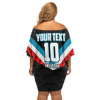 Personalised Port Adelaide Power ANZAC Off Shoulder Short Dress Military Remembrance Australian Football Mascot Camouflage