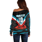 Personalised Port Adelaide Power ANZAC Off Shoulder Sweater Military Remembrance Australian Football Mascot Camouflage