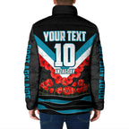 Personalised Port Adelaide Power ANZAC Padded Jacket Military Remembrance Australian Football Mascot Camouflage