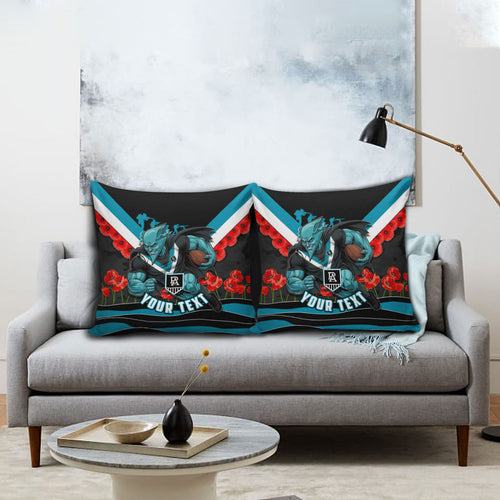 Personalised Port Adelaide Power ANZAC Pillow Cover Military Remembrance Australian Football Mascot Camouflage