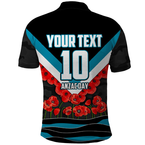Personalised Port Adelaide Power ANZAC Polo Shirt Military Remembrance Australian Football Mascot Camouflage