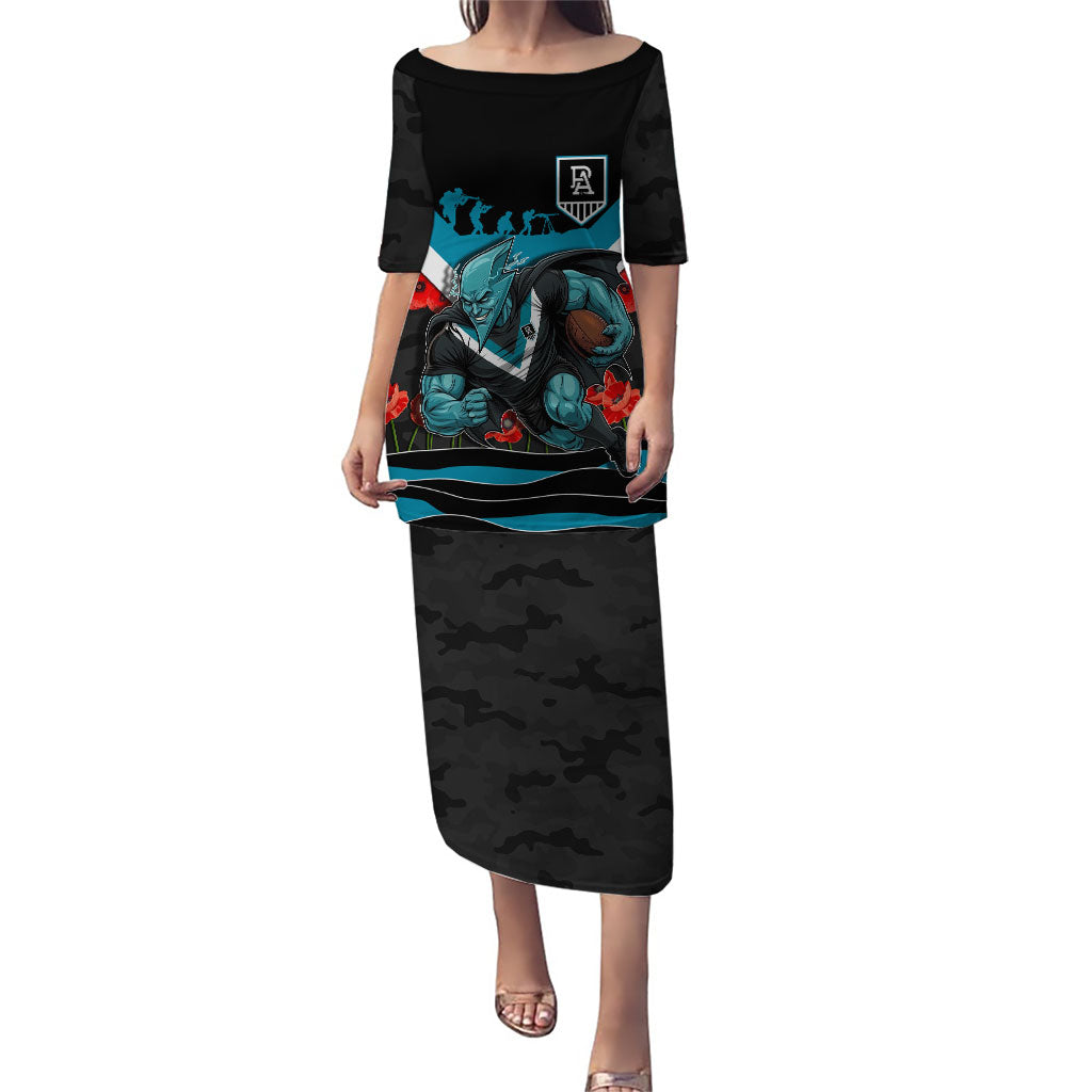 Personalised Port Adelaide Power ANZAC Puletasi Military Remembrance Australian Football Mascot Camouflage