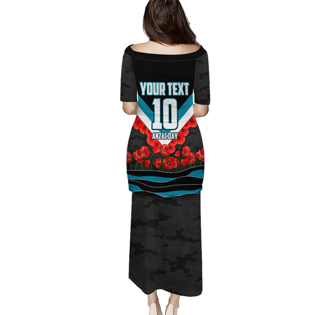 Personalised Port Adelaide Power ANZAC Puletasi Military Remembrance Australian Football Mascot Camouflage