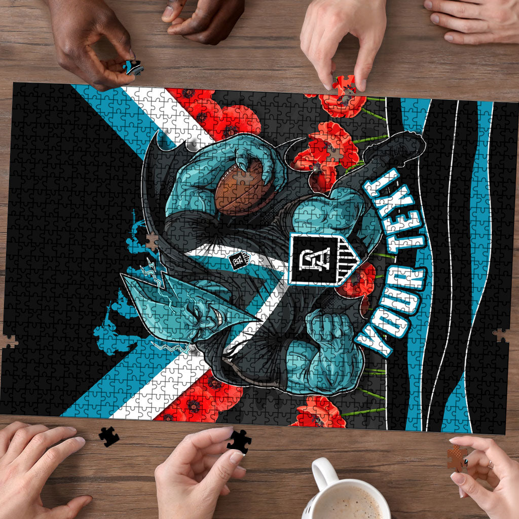Personalised Port Adelaide Power ANZAC Puzzle Military Remembrance Australian Football Mascot Camouflage