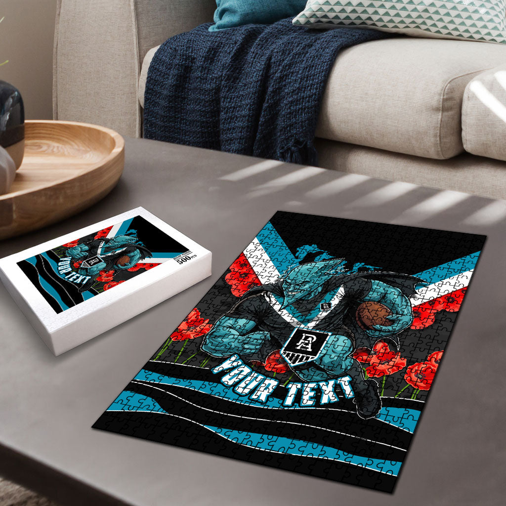 Personalised Port Adelaide Power ANZAC Puzzle Military Remembrance Australian Football Mascot Camouflage