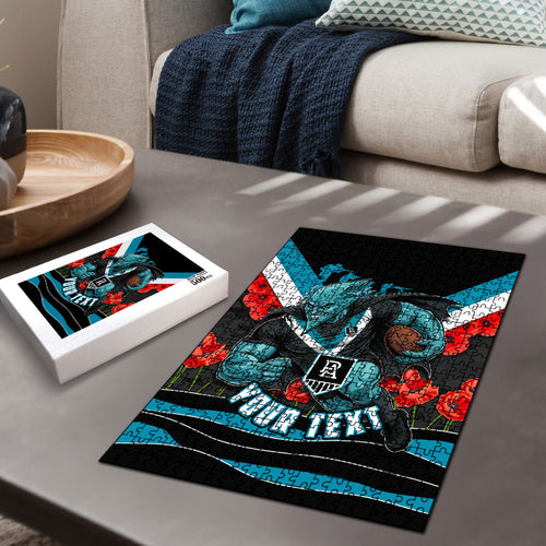 Personalised Port Adelaide Power ANZAC Puzzle Military Remembrance Australian Football Mascot Camouflage