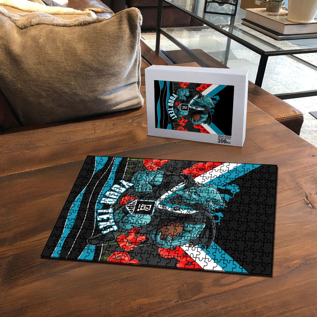 Personalised Port Adelaide Power ANZAC Puzzle Military Remembrance Australian Football Mascot Camouflage