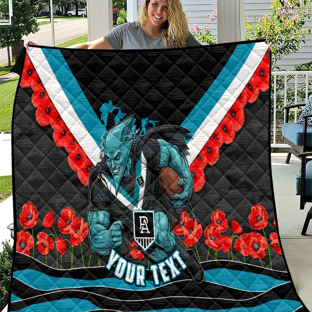 Personalised Port Adelaide Power ANZAC Quilt Military Remembrance Australian Football Mascot Camouflage