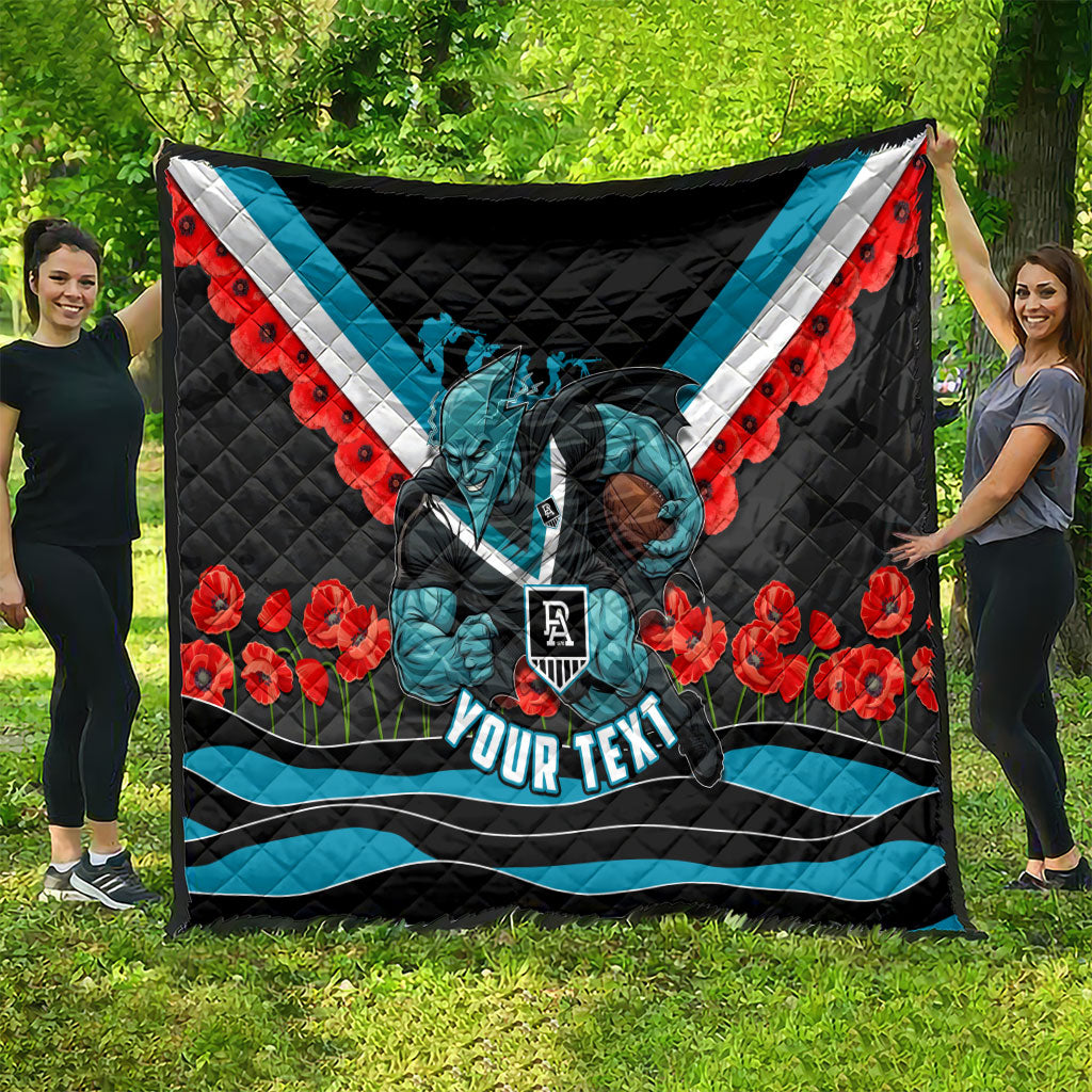 Personalised Port Adelaide Power ANZAC Quilt Military Remembrance Australian Football Mascot Camouflage