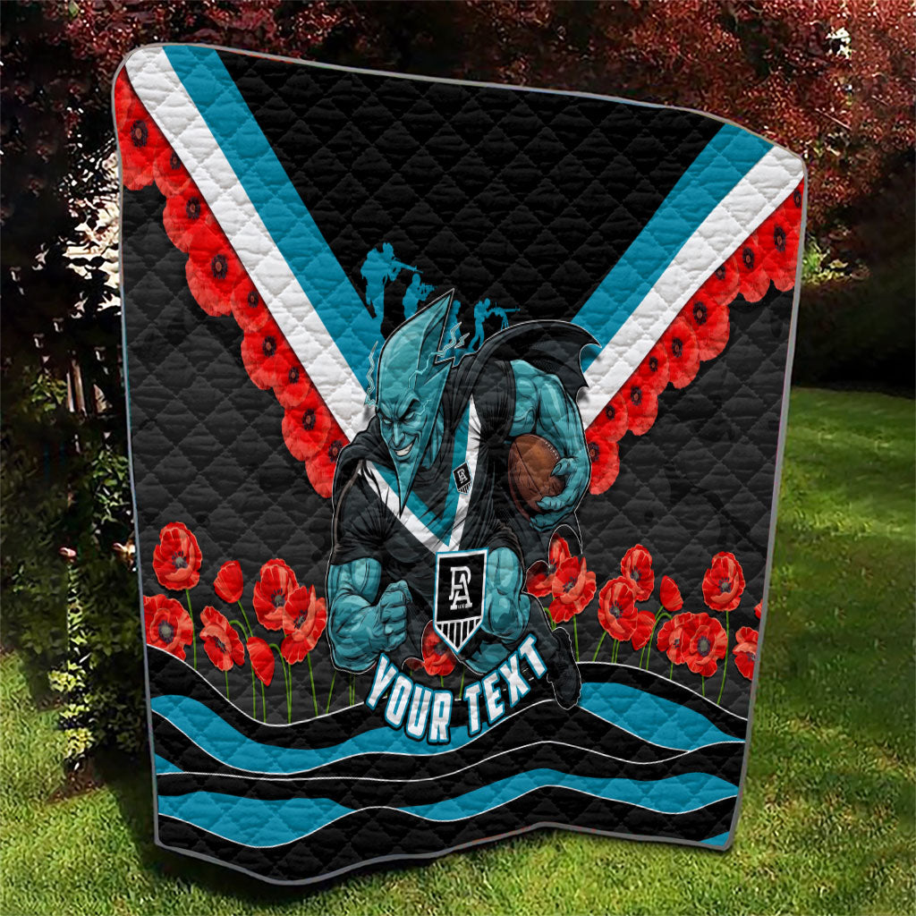 Personalised Port Adelaide Power ANZAC Quilt Military Remembrance Australian Football Mascot Camouflage