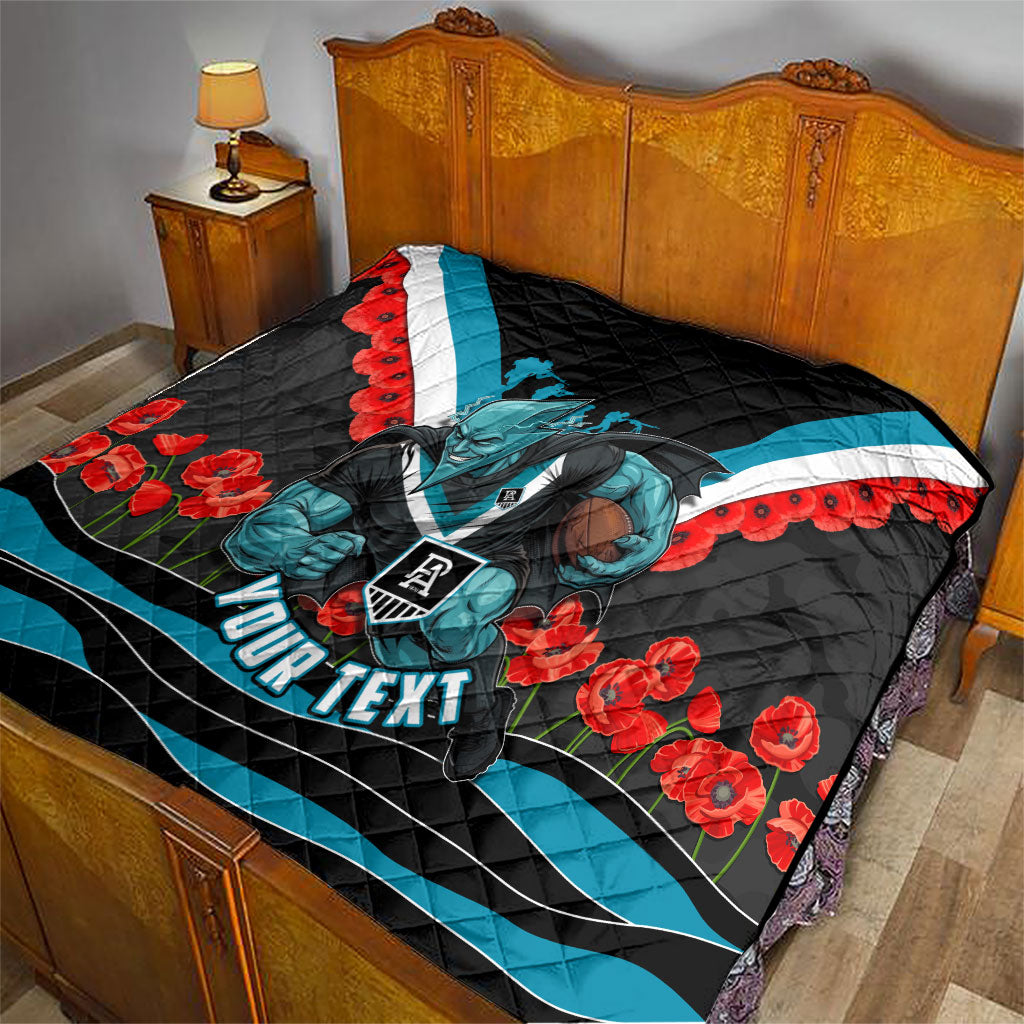 Personalised Port Adelaide Power ANZAC Quilt Military Remembrance Australian Football Mascot Camouflage