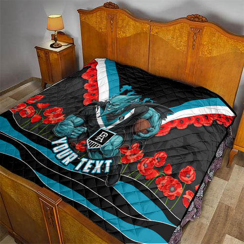 Personalised Port Adelaide Power ANZAC Quilt Military Remembrance Australian Football Mascot Camouflage