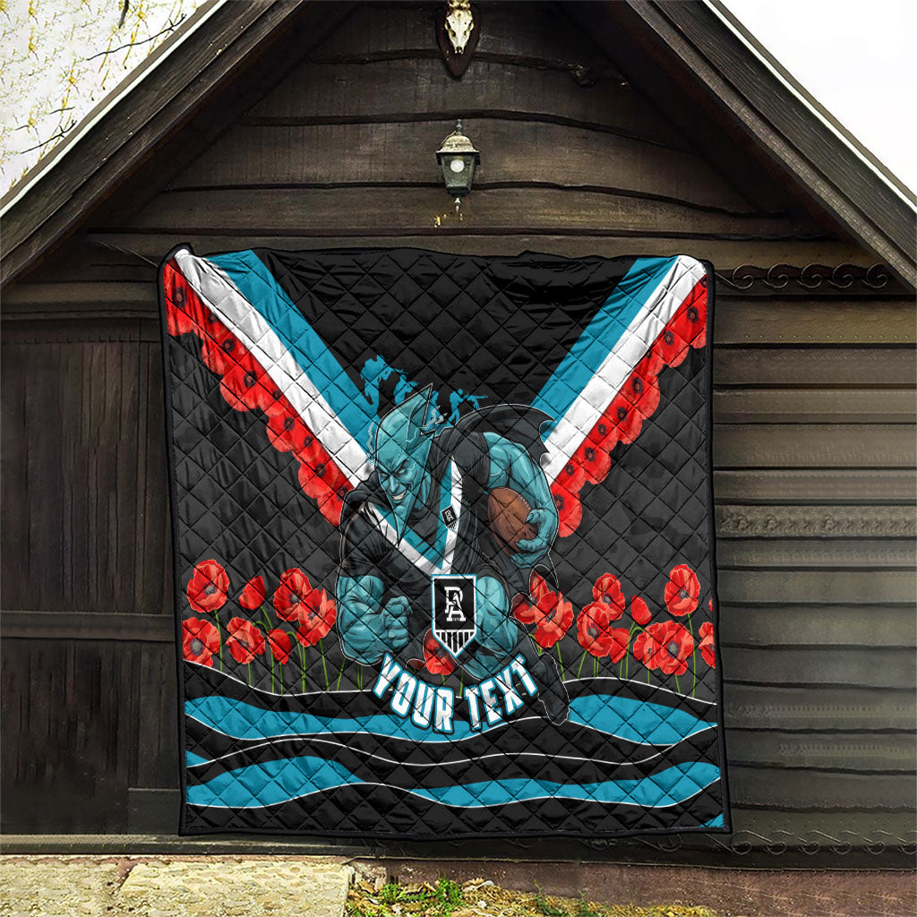 Personalised Port Adelaide Power ANZAC Quilt Military Remembrance Australian Football Mascot Camouflage