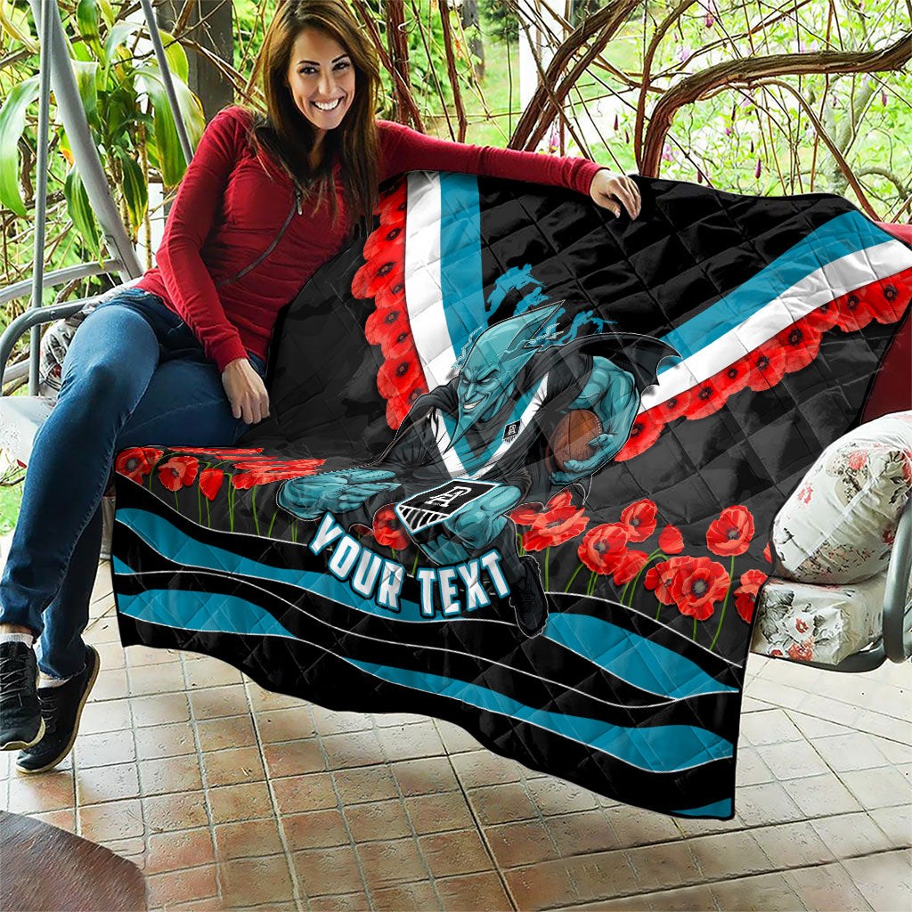 Personalised Port Adelaide Power ANZAC Quilt Military Remembrance Australian Football Mascot Camouflage