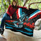 Personalised Port Adelaide Power ANZAC Quilt Military Remembrance Australian Football Mascot Camouflage