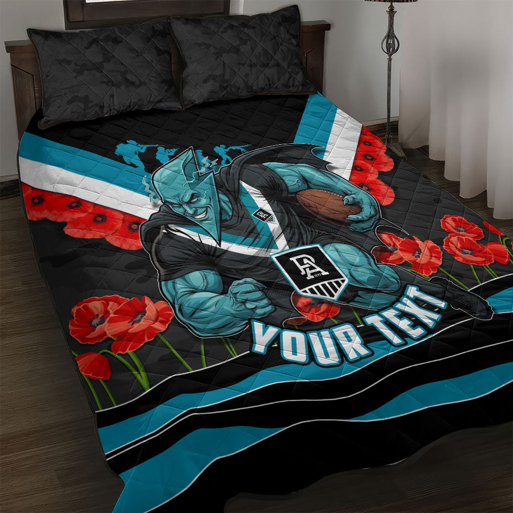 Personalised Port Adelaide Power ANZAC Quilt Bed Set Military Remembrance Australian Football Mascot Camouflage