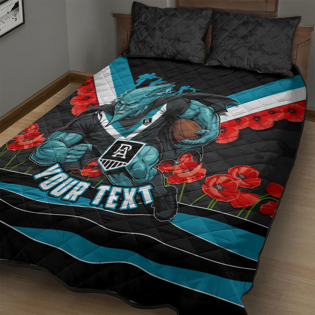 Personalised Port Adelaide Power ANZAC Quilt Bed Set Military Remembrance Australian Football Mascot Camouflage