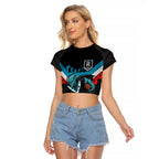 Personalised Port Adelaide Power ANZAC Raglan Cropped T Shirt Military Remembrance Australian Football Mascot Camouflage