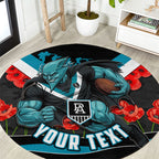 Personalised Port Adelaide Power ANZAC Round Carpet Military Remembrance Australian Football Mascot Camouflage