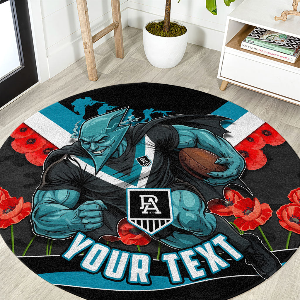 Personalised Port Adelaide Power ANZAC Round Carpet Military Remembrance Australian Football Mascot Camouflage