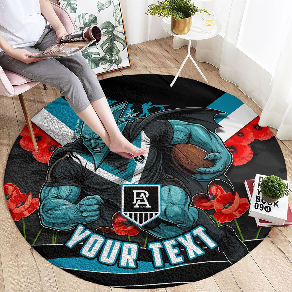 Personalised Port Adelaide Power ANZAC Round Carpet Military Remembrance Australian Football Mascot Camouflage