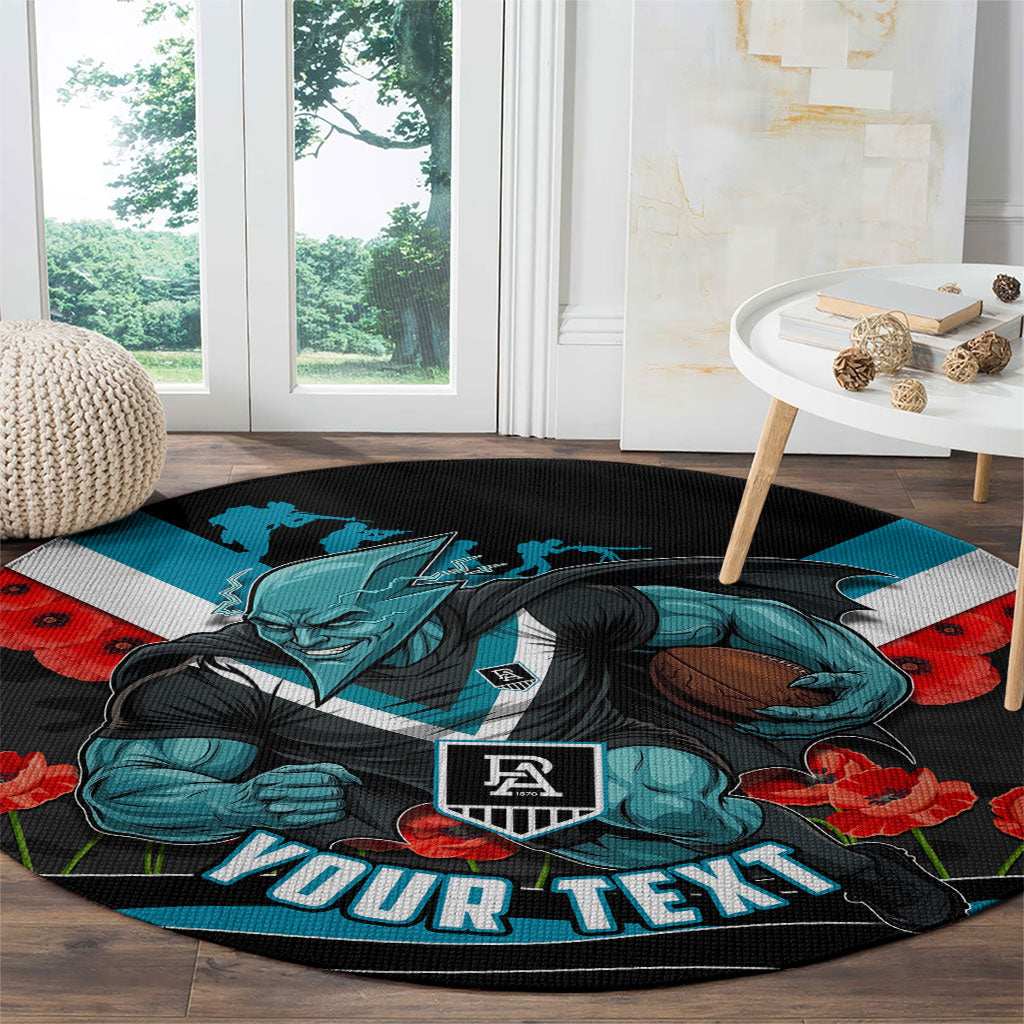 Personalised Port Adelaide Power ANZAC Round Carpet Military Remembrance Australian Football Mascot Camouflage