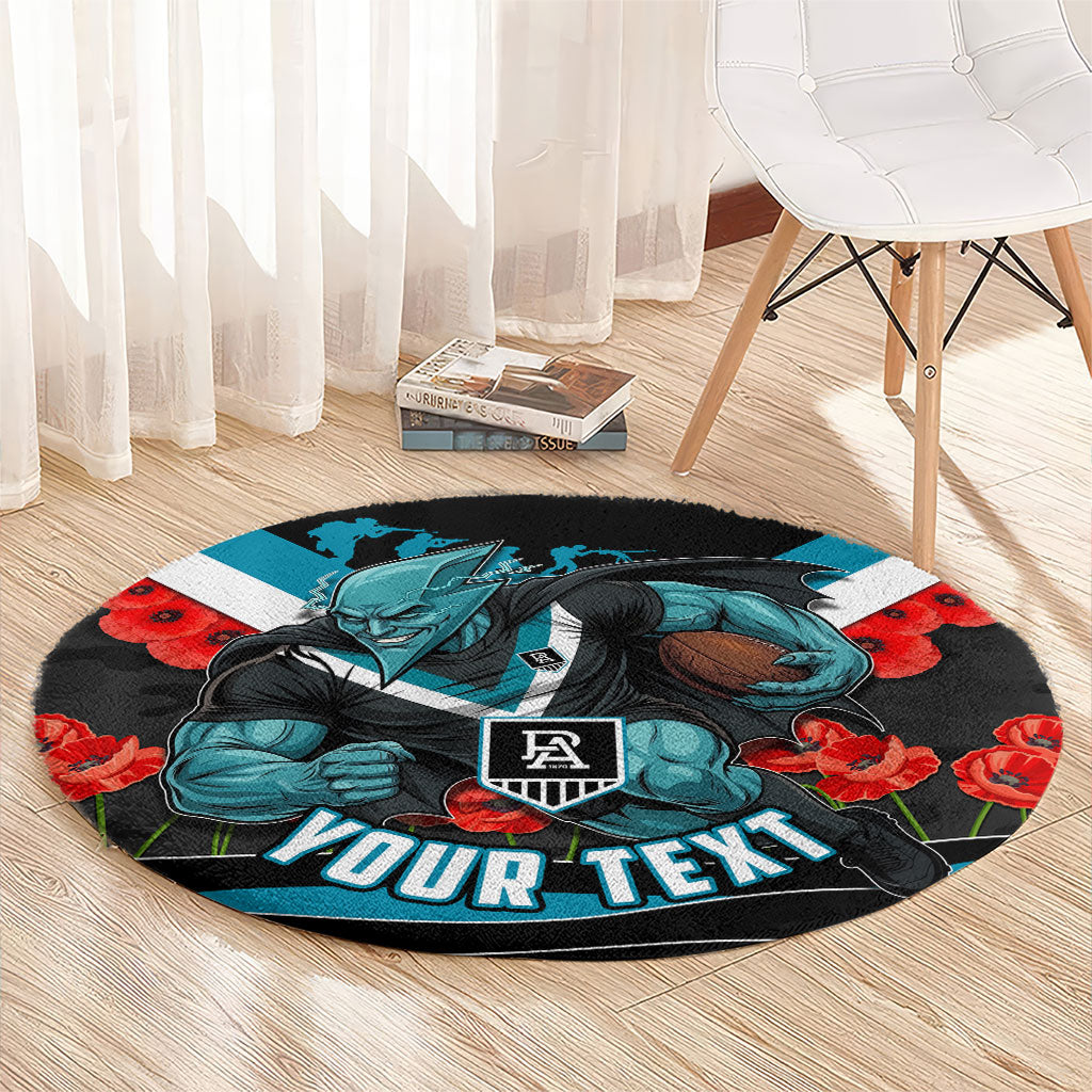 Personalised Port Adelaide Power ANZAC Round Carpet Military Remembrance Australian Football Mascot Camouflage