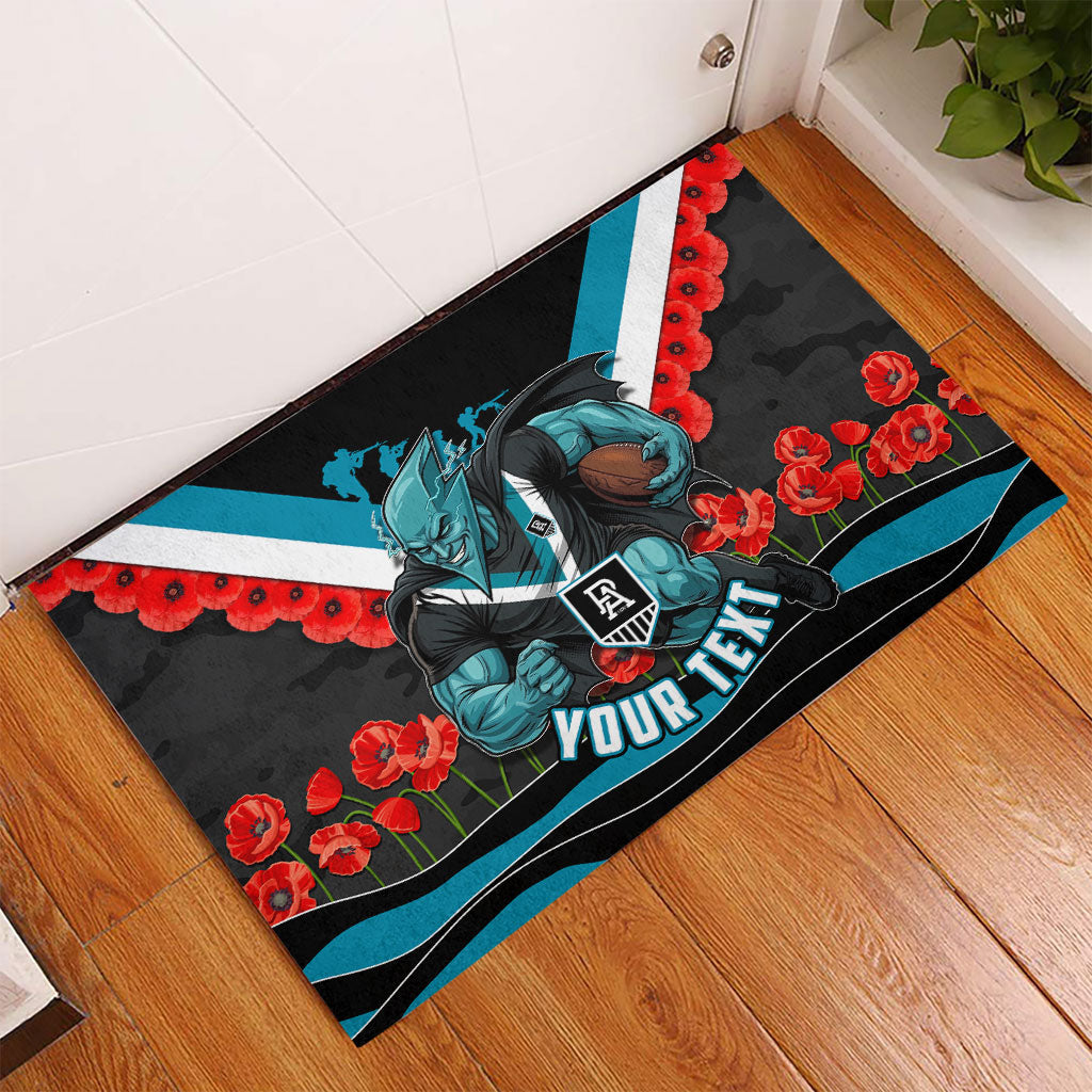 Personalised Port Adelaide Power ANZAC Rubber Doormat Military Remembrance Australian Football Mascot Camouflage