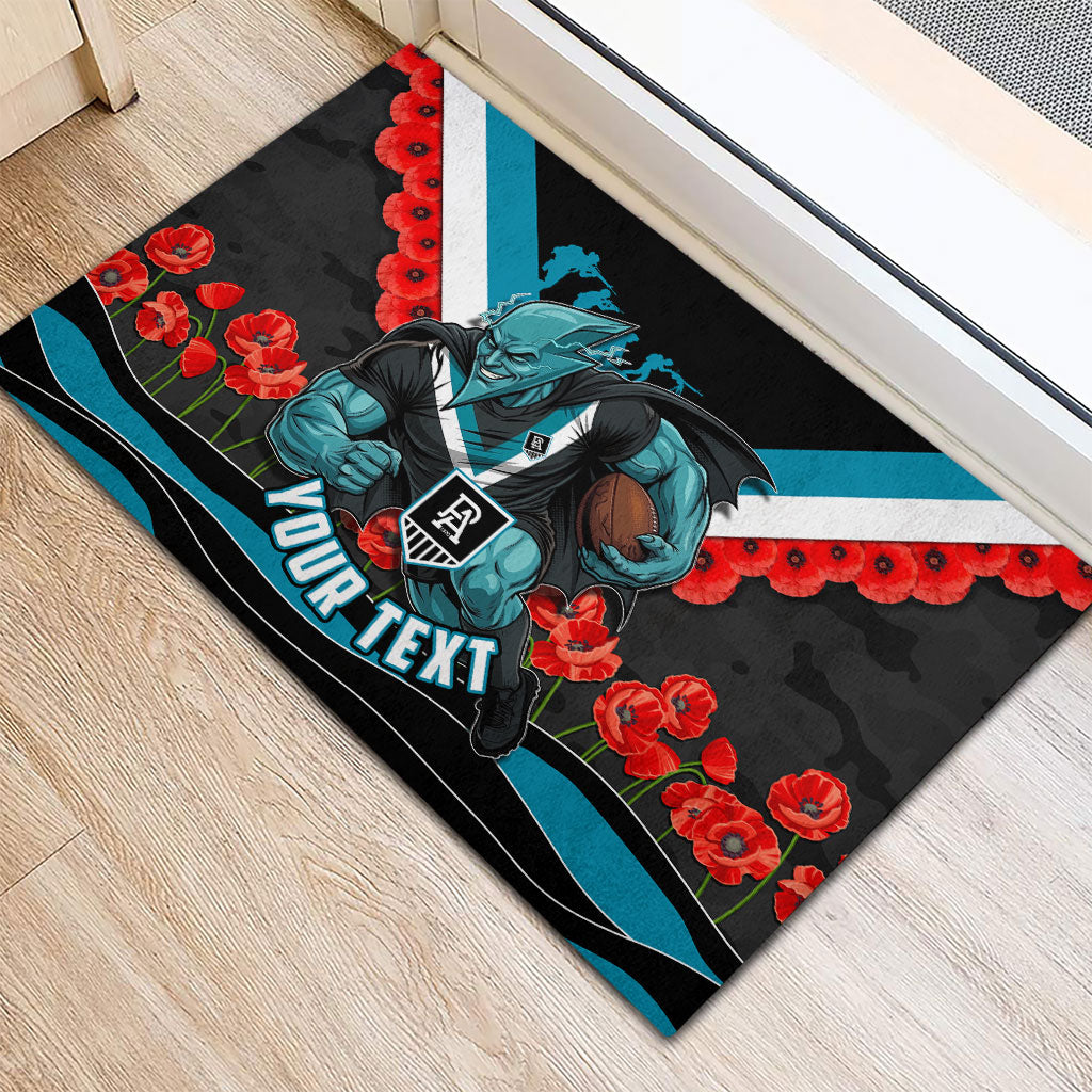 Personalised Port Adelaide Power ANZAC Rubber Doormat Military Remembrance Australian Football Mascot Camouflage
