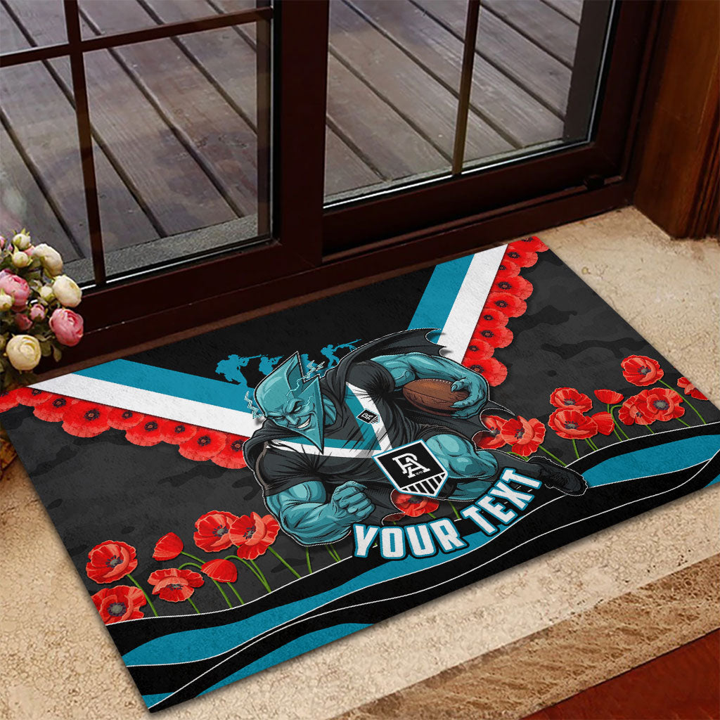 Personalised Port Adelaide Power ANZAC Rubber Doormat Military Remembrance Australian Football Mascot Camouflage