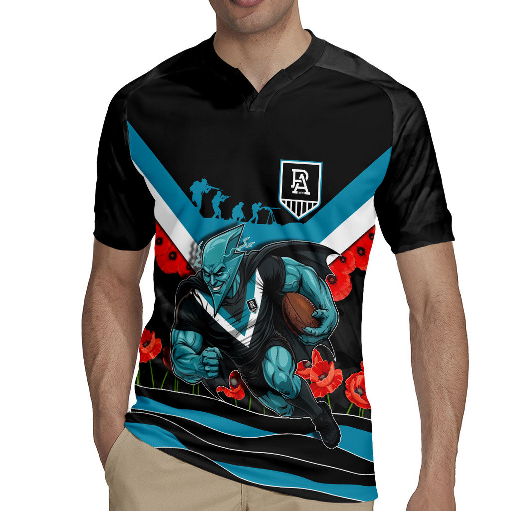 Personalised Port Adelaide Power ANZAC Rugby Jersey Military Remembrance Australian Football Mascot Camouflage