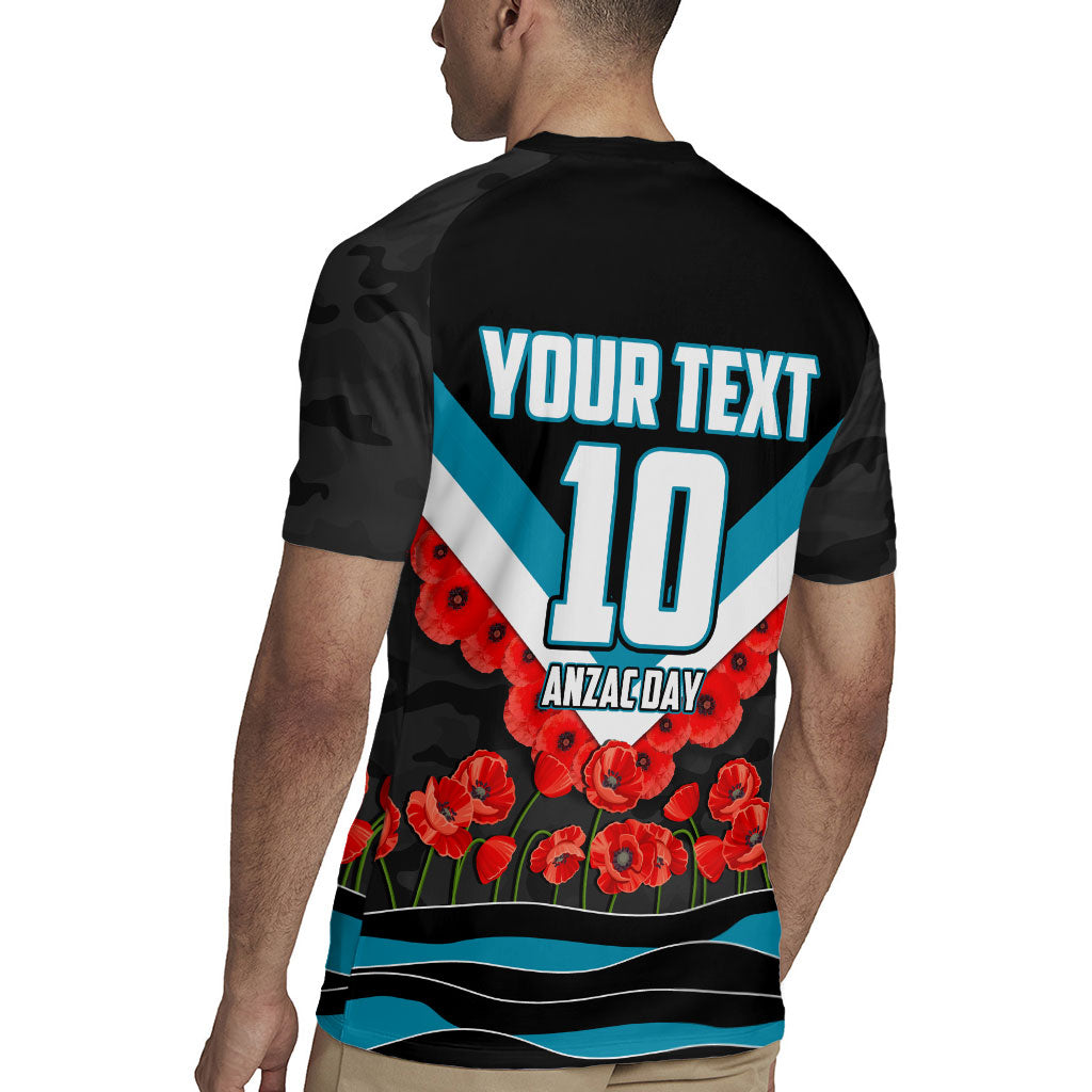 Personalised Port Adelaide Power ANZAC Rugby Jersey Military Remembrance Australian Football Mascot Camouflage