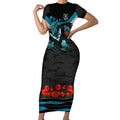 Personalised Port Adelaide Power ANZAC Short Sleeve Bodycon Dress Military Remembrance Australian Football Mascot Camouflage