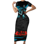 Personalised Port Adelaide Power ANZAC Short Sleeve Bodycon Dress Military Remembrance Australian Football Mascot Camouflage