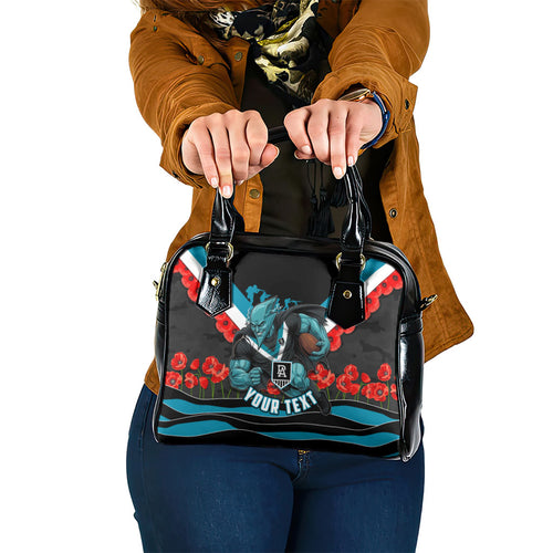 Personalised Port Adelaide Power ANZAC Shoulder Handbag Military Remembrance Australian Football Mascot Camouflage